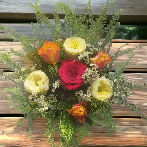 Bouquet pastel jaune,orange.
