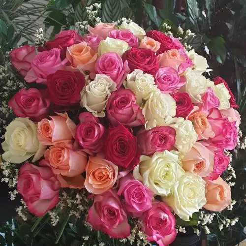 Bouquet de roses multicolores