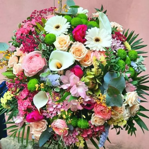 Bouquet rond camaïeu rose XL
