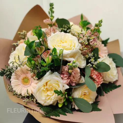 Bouquet couleur "Crème/rose pale"
