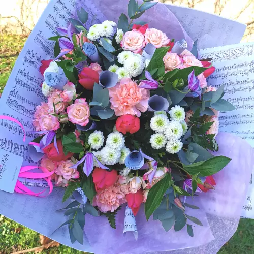 Bouquet rond couleurs pastelles