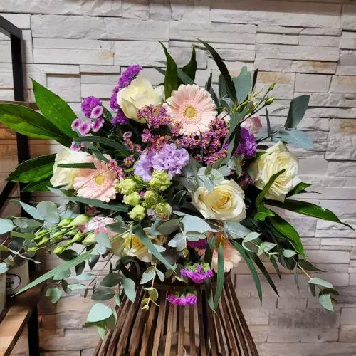 bouquet rond parme/pastel
