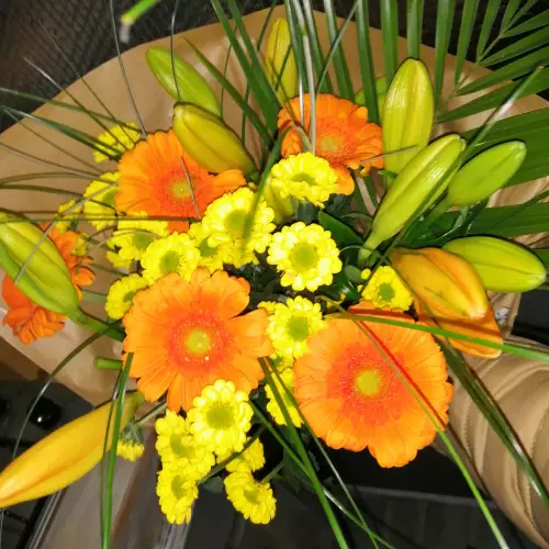 Bouquet orange jaune.