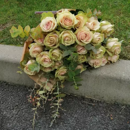 Bouquet vintage rose, vert.