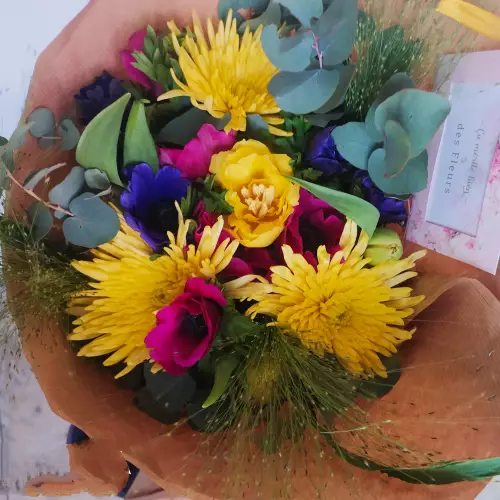 Bouquet soleil jaune violet