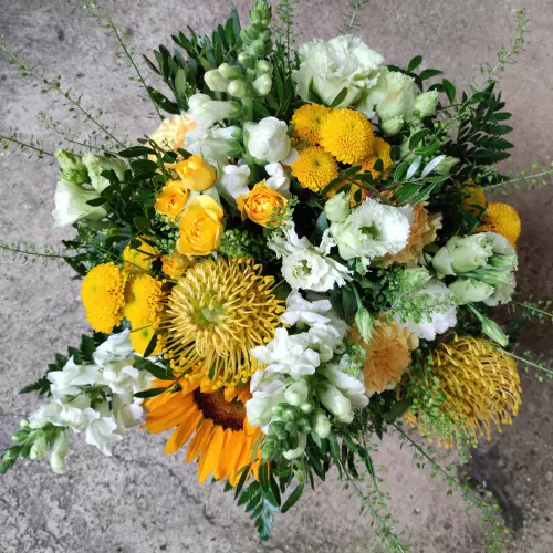 Bouquet  Surprise du fleuriste : Jaune et Blanc
