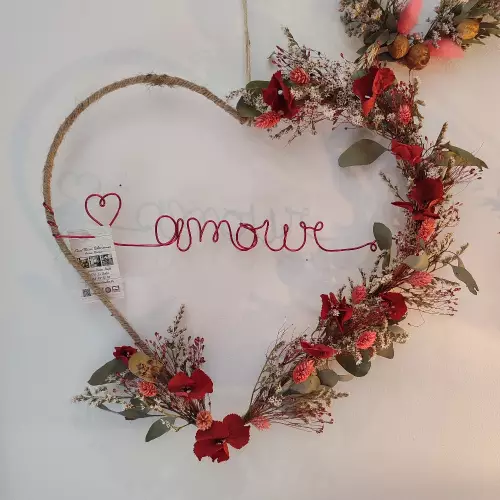 Fleurs séchées, couronne personnalisée