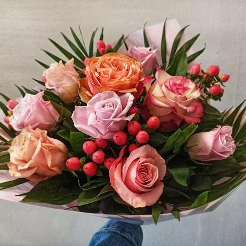 Bouquet de roses colorées