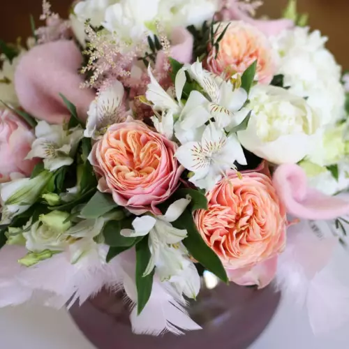 Bouquet de douceur avec des plumes